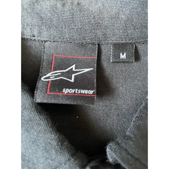 Alpinestars Sportswear RPM Short Sleeve Polo Shirt Black Moto Logo Medium JBHS - Picture 8 of 11